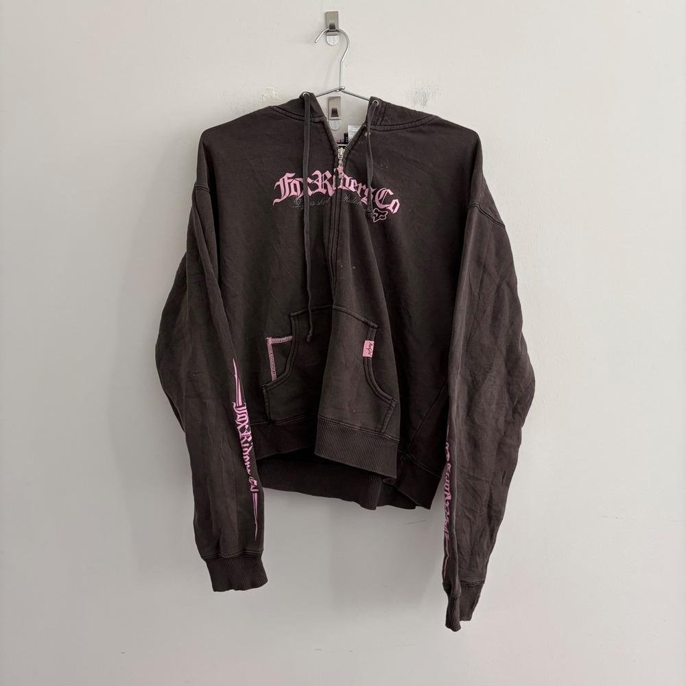 Fox Racing Womens Fox Riders Co Brown Pink Zip Up Hoodie XL